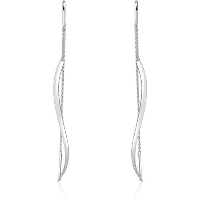 MATERIA by Matthias Wagner 925 zilveren doorgaande oorbellen SO-200 lange gebogen golven oorbellen, sterling zilver MATERIA by Matthias Wagner 925 zilveren doorgaande oorbellen SO-200 lange gebogen golven oorbellen, sterling zilver