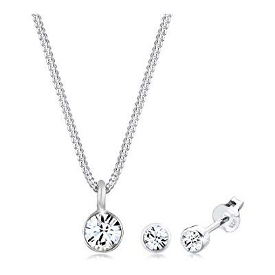 Elli Sieradenset met halsketting en oorbellen van 925 zilver en Swarovski-kristallen, 45, metaal, kristal Elli Sieradenset met halsketting en oorbellen van 925 zilver en Swarovski-kristallen, 45, metaal, kristal