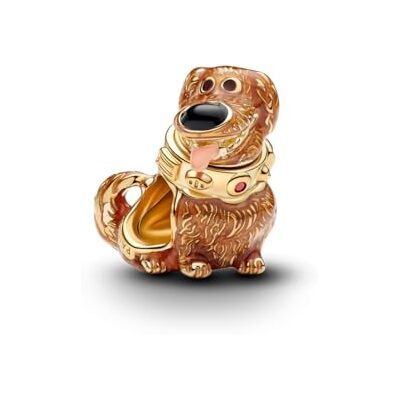 PANDORA Disney Pixar Up Dug 764472C01 Hondenbedels met gravure "I Love You & Squirrel", 14 karaat verguld, emaille en kristal, compatibel met Moments, 764472C01 PANDORA Disney Pixar Up Dug 764472C01 Hondenbedels met gravure "I Love You & Squirrel", 14 karaat verguld, emaille en kristal, compatibel met Moments, 764472C01
