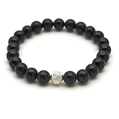 BERGERLIN Feel Goods Armband van 925 sterling zilver met parels van 8 mm van echte natuursteen, met certificaat van echtheid, 16 cm BERGERLIN Feel Goods Armband van 925 sterling zilver met parels van 8 mm van echte natuursteen, met certificaat van echtheid, 16 cm