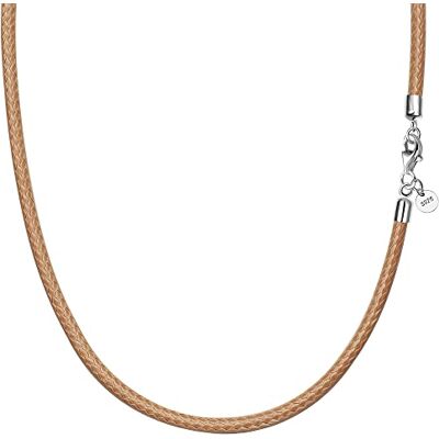 Viwind Gevlochten kunstleren halsketting van 925 zilver, breedte: 2,5 mm, voor dames en heren, ketting voor hanger, 45-60 cm, leren koord, Leer Viwind Gevlochten kunstleren halsketting van 925 zilver, breedte: 2,5 mm, voor dames en heren, ketting voor hanger, 45-60 cm, leren koord, Leer