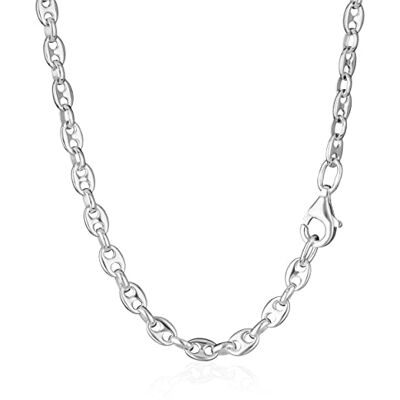 NKlaus Halsketting 42 cm koffiebonen ketting 925 sterling zilver kettingbreedte 3,5 mm 9623 sterling zilver NKlaus Halsketting 42 cm koffiebonen ketting 925 sterling zilver kettingbreedte 3,5 mm 9623 sterling zilver