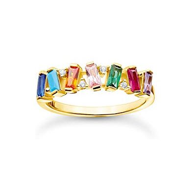 Thomas Sabo Damesring gekleurde stenen goud 925 sterling zilver, 18 karaat geelgoud TR2346-488-7, Metaal, Zirkonia Thomas Sabo Damesring gekleurde stenen goud 925 sterling zilver, 18 karaat geelgoud TR2346-488-7, Metaal, Zirkonia