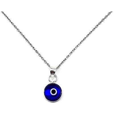 MYSTIC JEWELS by Dalia Halsketting met boze oog van blauw kristal voor geluk, 925 sterling zilver, 40-45 cm lange ketting, bescherming tegen het boze oog, Kristal, Geen edelsteen MYSTIC JEWELS by Dalia Halsketting met boze oog van blauw kristal voor geluk, 925 sterling zilver, 40-45 cm lange ketting, bescherming tegen het boze oog, Kristal, Geen edelsteen