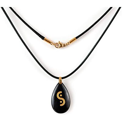 L'intention qui compte Uniseks halsketting voor heren en dames, natuurlijke obsidiaan hanger, gegraveerd, beschermsteen geluksbrenger, amulet, 1 ketting van roestvrij staal, verguld, 18 K, L 45 cm + 2 koorden, L 45 cm en L L'intention qui compte Uniseks halsketting voor heren en dames, natuurlijke obsidiaan hanger, gegraveerd, beschermsteen geluksbrenger, amulet, 1 ketting van roestvrij staal, verguld, 18 K, L 45 cm + 2 koorden, L 45 cm en L