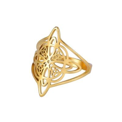 fycouyee Uniseks ring mode multifunctionele dubbellaags heksenknoop Keltische driehoek roestvrijstalen sieraden, Roestvrij staal fycouyee Uniseks ring mode multifunctionele dubbellaags heksenknoop Keltische driehoek roestvrijstalen sieraden, Roestvrij staal