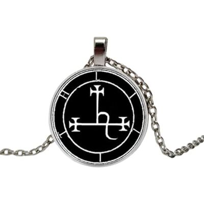 MUBYS Halsketting met hanger Lilith, glas, met foto, 25 mm, metaal, Metaal MUBYS Halsketting met hanger Lilith, glas, met foto, 25 mm, metaal, Metaal