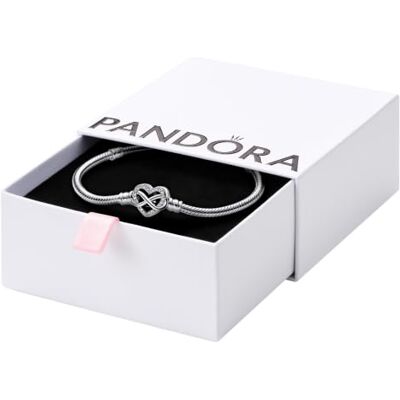 PANDORA Moments Bracelet chaîne serpent avec fermoir cœur et infini étincelant – avec boîte cadeau PANDORA Moments Bracelet chaîne serpent avec fermoir cœur et infini étincelant – avec boîte cadeau