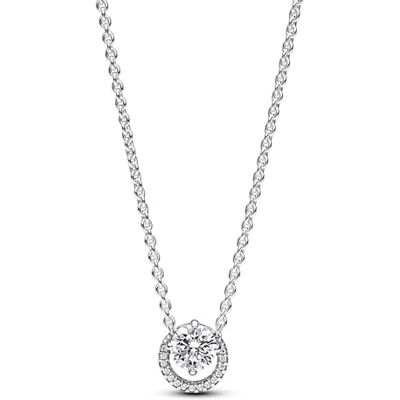PANDORA Timeless Funkelnder Ronde Strahlenkrans Halsketting van Sterling Zilver met Zirkonia Steinen, Maat 45cm, 391174C01-45, Sterling Zilver, Zirkonia PANDORA Timeless Funkelnder Ronde Strahlenkrans Halsketting van Sterling Zilver met Zirkonia Steinen, Maat 45cm, 391174C01-45, Sterling Zilver, Zirkonia