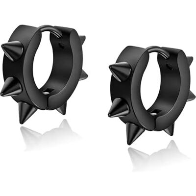 ZENSE Zwarte oorbellen met punk en gothic spikes ZE0074, Niet-Edelmetaal, Zonder ZENSE Zwarte oorbellen met punk en gothic spikes ZE0074, Niet-Edelmetaal, Zonder