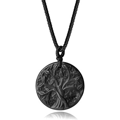 COAI Hanger obsidiaan levensboom man vrouw steen obsidiaan COAI Hanger obsidiaan levensboom man vrouw steen obsidiaan