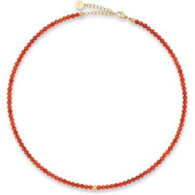 GD GOOD.designs Parelketting voor dames, van echte gefacetteerde natuursteen, 4 mm, verstelbare carneool ketting met 18K goud verguld (40-45 cm), waterdichte bohemian halsketting (rood) GD GOOD.designs Parelketting voor dames, van echte gefacetteerde natuursteen, 4 mm, verstelbare carneool ketting met 18K goud verguld (40-45 cm), waterdichte bohemian halsketting (rood)