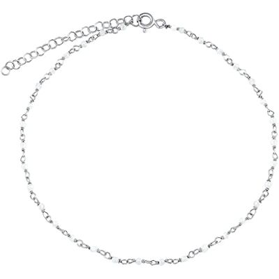 SILVEGO Enkelarmband voor dames van 925 sterling zilver met echte smaragd, maansteen, turquoise, granaat of rozenkwarts, Sterling zilver metaal, Maansteen SILVEGO Enkelarmband voor dames van 925 sterling zilver met echte smaragd, maansteen, turquoise, granaat of rozenkwarts, Sterling zilver metaal, Maansteen