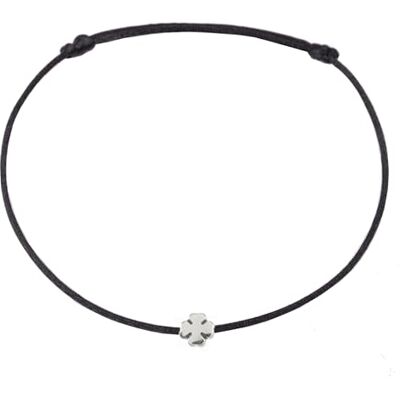 Selfmade Jewelry Enkelbandje voor dames, klavertje vier, verstelbare maat, geluksbrenger met klavertjevier handgemaakt, met geschenkverpakking (zilver, zwart),, Metalen satijnen lint Selfmade Jewelry Enkelbandje voor dames, klavertje vier, verstelbare maat, geluksbrenger met klavertjevier handgemaakt, met geschenkverpakking (zilver, zwart),, Metalen satijnen lint