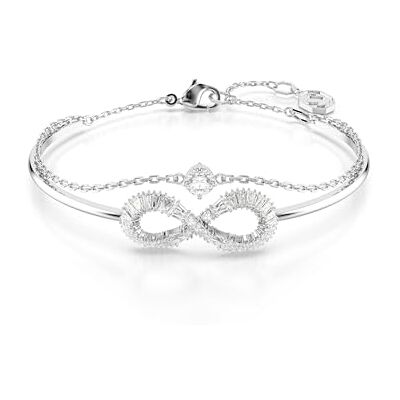Swarovski Armband met hyperbola, oneindigheid, wit, gerhodineerd metaal Swarovski Armband met hyperbola, oneindigheid, wit, gerhodineerd metaal