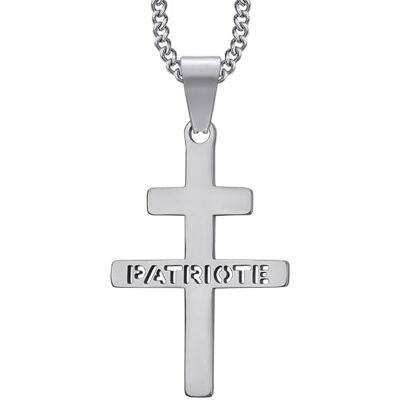 BOBIJOO JEWELRY Hanger kruis van Lorraine roestvrij staal – patriot – Cubaanse schakelketting 55 cm BOBIJOO JEWELRY Hanger kruis van Lorraine roestvrij staal – patriot – Cubaanse schakelketting 55 cm