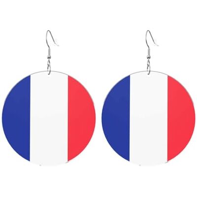 KIRROWE Ronde oorbellen van acryl met vlag van Frankrijk, oorbellen voor dames, kerstcadeau voor dames, geschikt voor elke gelegenheid, Enkele maat, Glas, Geen edelsteen KIRROWE Ronde oorbellen van acryl met vlag van Frankrijk, oorbellen voor dames, kerstcadeau voor dames, geschikt voor elke gelegenheid, Enkele maat, Glas, Geen edelsteen