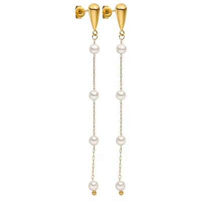Purelei Dewdrop Elegante oorknopjes met schelpkralen op dunne ketting 18 karaat verguld roestvrij staal 75 mm lang feestelijke sieraden voor dames goud/zilver/roségoud, Roestvrij staal, Abalone Purelei Dewdrop Elegante oorknopjes met schelpkralen op dunne ketting 18 karaat verguld roestvrij staal 75 mm lang feestelijke sieraden voor dames goud/zilver/roségoud, Roestvrij staal, Abalone