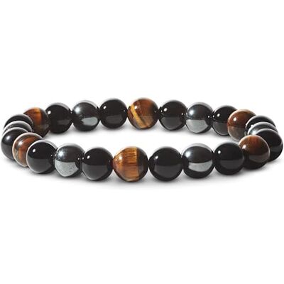 PURAJA Edelsteenarmband, drievoudige bescherming door stenen: toermalijn, tijgeroog, hematiet, hoogwaardige helende armband PURAJA Edelsteenarmband, drievoudige bescherming door stenen: toermalijn, tijgeroog, hematiet, hoogwaardige helende armband