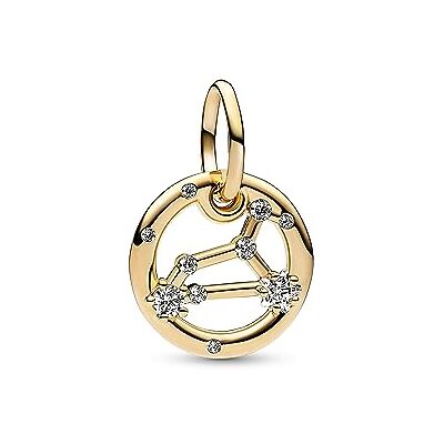 PANDORA Moments Löwe Charm-hanger van sterling zilver met 14 karaat vergulde metaallegering, zirkonia, compatibele Moments armbanden, 762725C01 PANDORA Moments Löwe Charm-hanger van sterling zilver met 14 karaat vergulde metaallegering, zirkonia, compatibele Moments armbanden, 762725C01