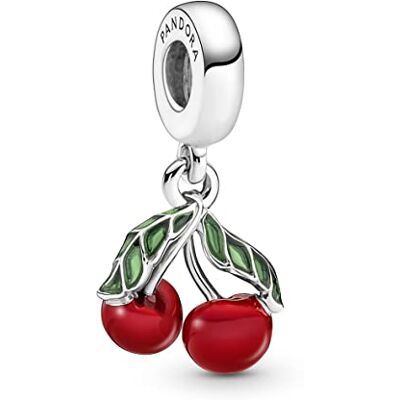 PANDORA Moments Asymmetrische kersenhanger van sterling zilver, compatibele Moments Armbanden, 791583C01 PANDORA Moments Asymmetrische kersenhanger van sterling zilver, compatibele Moments Armbanden, 791583C01