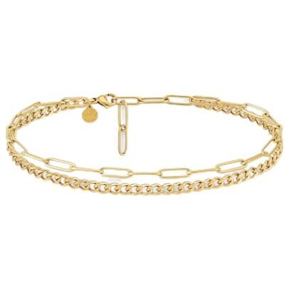 GD GOOD.designs Enkelbandje voor dames, meerlaags enkelbandje met pantserketting en anker, sieraden van roestvrij staal 316L, 18K goud, roségoud of zilver, waterdicht en verstelbaar (22-27 cm), Roestvrij staal GD GOOD.designs Enkelbandje voor dames, meerlaags enkelbandje met pantserketting en anker, sieraden van roestvrij staal 316L, 18K goud, roségoud of zilver, waterdicht en verstelbaar (22-27 cm), Roestvrij staal