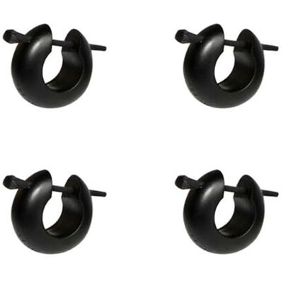 DENI 4 stuks zwarte houten creolen, diameter 15 mm. Breedte 6 mm. Handgemaakt. Het deel dat de lob binnenkomt is 6,5 mm, buitendiameter 15 mm, hout, geen edelsteen, Hout, Geen edelsteen DENI 4 stuks zwarte houten creolen, diameter 15 mm. Breedte 6 mm. Handgemaakt. Het deel dat de lob binnenkomt is 6,5 mm, buitendiameter 15 mm, hout, geen edelsteen, Hout, Geen edelsteen