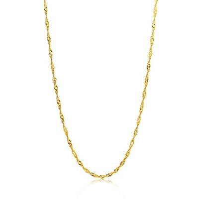 OROVI Dameshalsketting, 14 karaat (585) geelgoud, Singapore-ketting, breedte: 1 mm, lengte: 45 cm, goud, geen edelsteen OROVI Dameshalsketting, 14 karaat (585) geelgoud, Singapore-ketting, breedte: 1 mm, lengte: 45 cm, goud, geen edelsteen