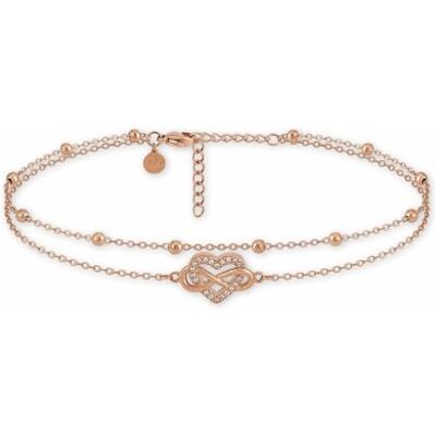 GD GOOD.designs Enkelbandje voor dames, meerlaags enkelbandje met oneindig hart, waterdicht en verstelbaar (22-27 cm), enkelsieraad van 316L roestvrij staal, 18K goud, roségoud en zilver, Roestvrij staal GD GOOD.designs Enkelbandje voor dames, meerlaags enkelbandje met oneindig hart, waterdicht en verstelbaar (22-27 cm), enkelsieraad van 316L roestvrij staal, 18K goud, roségoud en zilver, Roestvrij staal