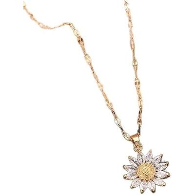 DYFUHO Zonnebloem vergulde halsketting voor vrouwen sieraden titanium staal zirkoon choker halsketting DYFUHO Zonnebloem vergulde halsketting voor vrouwen sieraden titanium staal zirkoon choker halsketting