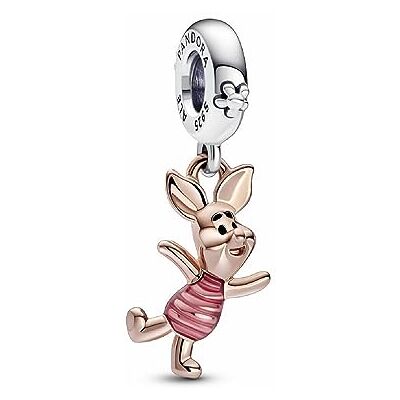 PANDORA Disney Winnie Puuh Ferkel Charm-hanger van sterling zilver en 14 karaat roségoudkleurige metalen legering compatibel met Moments armbanden PANDORA Disney Winnie Puuh Ferkel Charm-hanger van sterling zilver en 14 karaat roségoudkleurige metalen legering compatibel met Moments armbanden