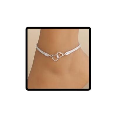 Wedity Gelukkig Hartvormige Enkel 8 Tekens Platte Ketting Zilveren Enkelbanden Zomer Voetaccessoires Sieraden voor Vrouwen Meisjes, Eénheidsmaat, Zilver Wedity Gelukkig Hartvormige Enkel 8 Tekens Platte Ketting Zilveren Enkelbanden Zomer Voetaccessoires Sieraden voor Vrouwen Meisjes, Eénheidsmaat, Zilver