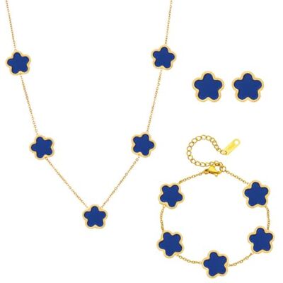 AOWVUTS Sieradenset klavertje vier voor dames 18K verguld roestvrij staal halsketting armband oorbellen geluksbrenger bloem sets cadeau voor verjaardag bruiloft, Eén maat, Kunststof, Geen edelsteen AOWVUTS Sieradenset klavertje vier voor dames 18K verguld roestvrij staal halsketting armband oorbellen geluksbrenger bloem sets cadeau voor verjaardag bruiloft, Eén maat, Kunststof, Geen edelsteen