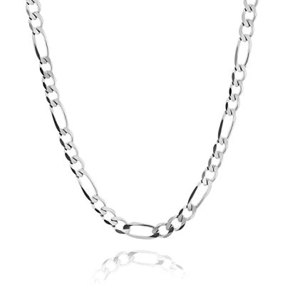 Kritz Figaroketting 1+3 roestvrij staal, verzilverd, breedte 3 mm, voor dames en heren, halsketting, fijne ketting, Cubaanse ketting, lengtes 40, 45, 50, 55, 60 cm, trendy sieraden cadeau, Metaal Kritz Figaroketting 1+3 roestvrij staal, verzilverd, breedte 3 mm, voor dames en heren, halsketting, fijne ketting, Cubaanse ketting, lengtes 40, 45, 50, 55, 60 cm, trendy sieraden cadeau, Metaal