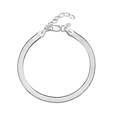 Amberta Platte slangenarmband van 925 sterling zilver voor dames Amberta Platte slangenarmband van 925 sterling zilver voor dames