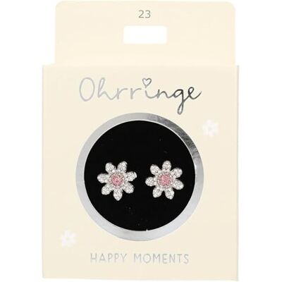 Depesche 13914.023 Boucles d'oreilles à paillettes en argent et rose, avec motif floral et strass, petit cadeau Depesche 13914.023 Boucles d'oreilles à paillettes en argent et rose, avec motif floral et strass, petit cadeau
