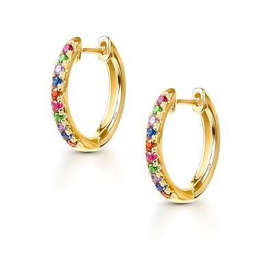 Amberta Lumini Regenboog Creoolse Oorbellen voor Dames van 925 Sterling Zilver Amberta Lumini Regenboog Creoolse Oorbellen voor Dames van 925 Sterling Zilver