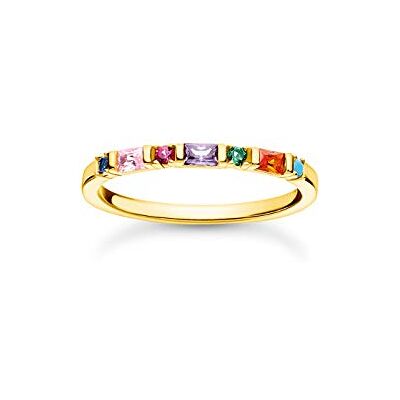 Thomas Sabo Damesring gekleurde stenen goud 925 sterling zilver, 18 karaat geelgoud TR2348-488-7, 52, metaal, zirkonia Thomas Sabo Damesring gekleurde stenen goud 925 sterling zilver, 18 karaat geelgoud TR2348-488-7, 52, metaal, zirkonia