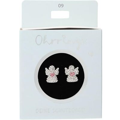 Depesche 13914.009 Boucles d'oreilles pailletées en argent et rose, avec motif ange gardien et strass, comme petit cadeau Depesche 13914.009 Boucles d'oreilles pailletées en argent et rose, avec motif ange gardien et strass, comme petit cadeau