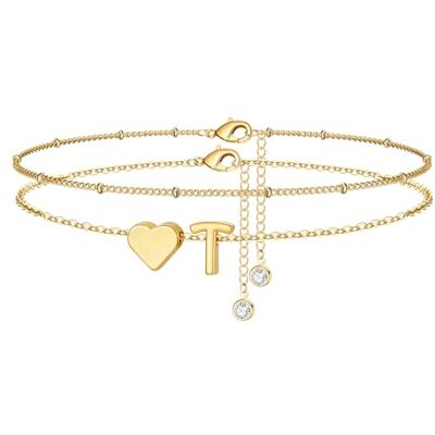TINGN Enkelbandje voor dames, 14 karaat verguld, hart, letters, enkelbandje voor kinderen, meisjes, waterdicht, voor zomer, strand, meerdere rijen, cadeau voor vrouwen en vriendin TINGN Enkelbandje voor dames, 14 karaat verguld, hart, letters, enkelbandje voor kinderen, meisjes, waterdicht, voor zomer, strand, meerdere rijen, cadeau voor vrouwen en vriendin