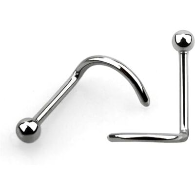 DENI 2 neuspiercings met bal van 2 mm, gebogen schacht, dikte 0,8 mm, hypoallergeen, maximale kwaliteit, 6 mm breed, zilver, geen edelsteen, Zilver, Geen edelsteen DENI 2 neuspiercings met bal van 2 mm, gebogen schacht, dikte 0,8 mm, hypoallergeen, maximale kwaliteit, 6 mm breed, zilver, geen edelsteen, Zilver, Geen edelsteen