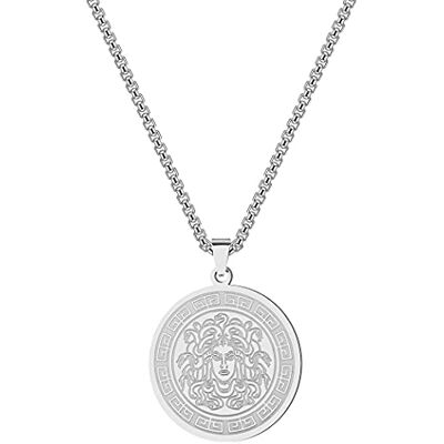 QIAMNI Medusa Halsketting met hanger, roestvrij staal, zilver, goud, zilver, dames, heren, meisjes, sleutelbeen ketting, sleutelbeen ketting, sleutelbeen ketting Paian Mythologie, roestvrij staal QIAMNI Medusa Halsketting met hanger, roestvrij staal, zilver, goud, zilver, dames, heren, meisjes, sleutelbeen ketting, sleutelbeen ketting, sleutelbeen ketting Paian Mythologie, roestvrij staal