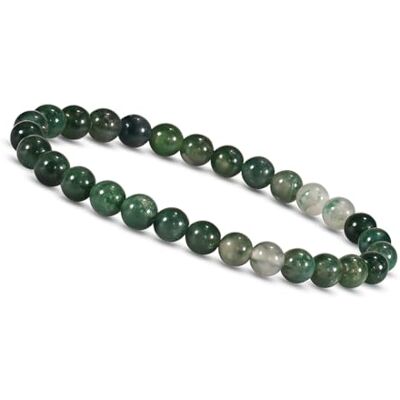 Unique Parelarmband voor dames, 6 mm, natuursteen, elastische armband, helende en energiesteen, gemaakt in Duitsland (mosagaat) Unique Parelarmband voor dames, 6 mm, natuursteen, elastische armband, helende en energiesteen, gemaakt in Duitsland (mosagaat)