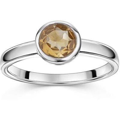 MATERIA by Matthias Wagner Damesring van 925 sterling zilver met facetgeslepen edelsteen in verschillende maten, edelsteen, Citrien MATERIA by Matthias Wagner Damesring van 925 sterling zilver met facetgeslepen edelsteen in verschillende maten, edelsteen, Citrien