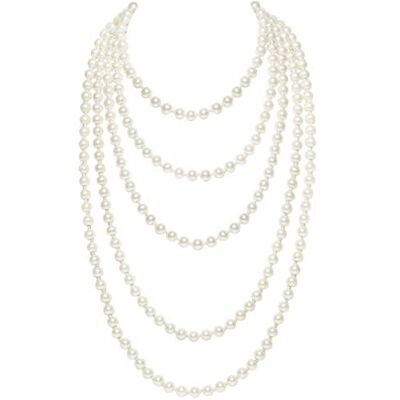 BABEYOND Modieuze imitatie parelketting flapper Art Deco jaren '20 Gatsby kostuum accessoires jaren 80 gekleurde lange parelketting 150 cm / 59 inch, Glas, Parel BABEYOND Modieuze imitatie parelketting flapper Art Deco jaren '20 Gatsby kostuum accessoires jaren 80 gekleurde lange parelketting 150 cm / 59 inch, Glas, Parel