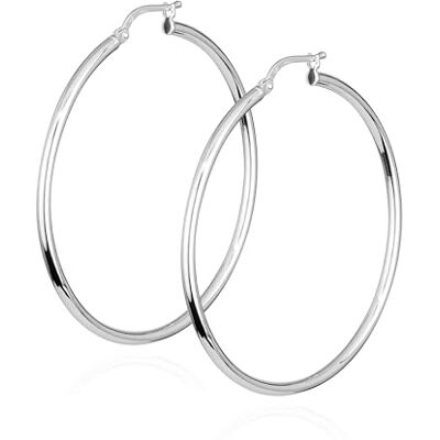 NKlaus 1 paar ronde creolen van 925 zilver, 2 mm breed, klassieke vorm, perfect voor dames, hoge kwaliteit, Sterling zilver NKlaus 1 paar ronde creolen van 925 zilver, 2 mm breed, klassieke vorm, perfect voor dames, hoge kwaliteit, Sterling zilver