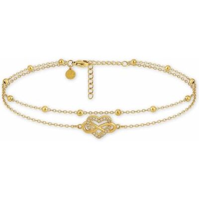 GD GOOD.designs Enkelbandje voor dames, meerlagig enkelbandje met oneindig hart, waterdicht en verstelbaar (22-27 cm), enkelsieraad van 316L roestvrij staal goud 18K roségoud en zilver, Roestvrij staal GD GOOD.designs Enkelbandje voor dames, meerlagig enkelbandje met oneindig hart, waterdicht en verstelbaar (22-27 cm), enkelsieraad van 316L roestvrij staal goud 18K roségoud en zilver, Roestvrij staal