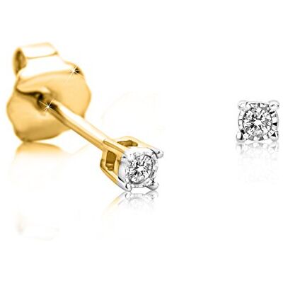 OROVI damessieraden, tweekleurige oorbellen in geelgoud/witgoud met diamanten 0.02 Ct, oorstekers 9 Kt/375 goud, geel goud, diamant OROVI damessieraden, tweekleurige oorbellen in geelgoud/witgoud met diamanten 0.02 Ct, oorstekers 9 Kt/375 goud, geel goud, diamant