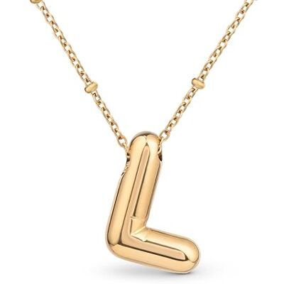 Amberta Gouden bubbelletterketting voor dames en tieners, initiaalhanger van roestvrij staal, 18 karaat verguld, bubbelballon, dikke letter, gepersonaliseerde ketting, voornaam, Roestvrij staal, Geen Amberta Gouden bubbelletterketting voor dames en tieners, initiaalhanger van roestvrij staal, 18 karaat verguld, bubbelballon, dikke letter, gepersonaliseerde ketting, voornaam, Roestvrij staal, Geen