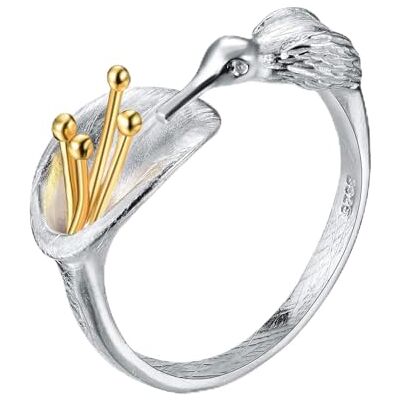 Lotus Damesring S925 sterling zilver Kolibrie Open Ring Handgemaakt Vrouwen Meisjes Zilver zonder steen, zilver, Zonder steen Lotus Damesring S925 sterling zilver Kolibrie Open Ring Handgemaakt Vrouwen Meisjes Zilver zonder steen, zilver, Zonder steen
